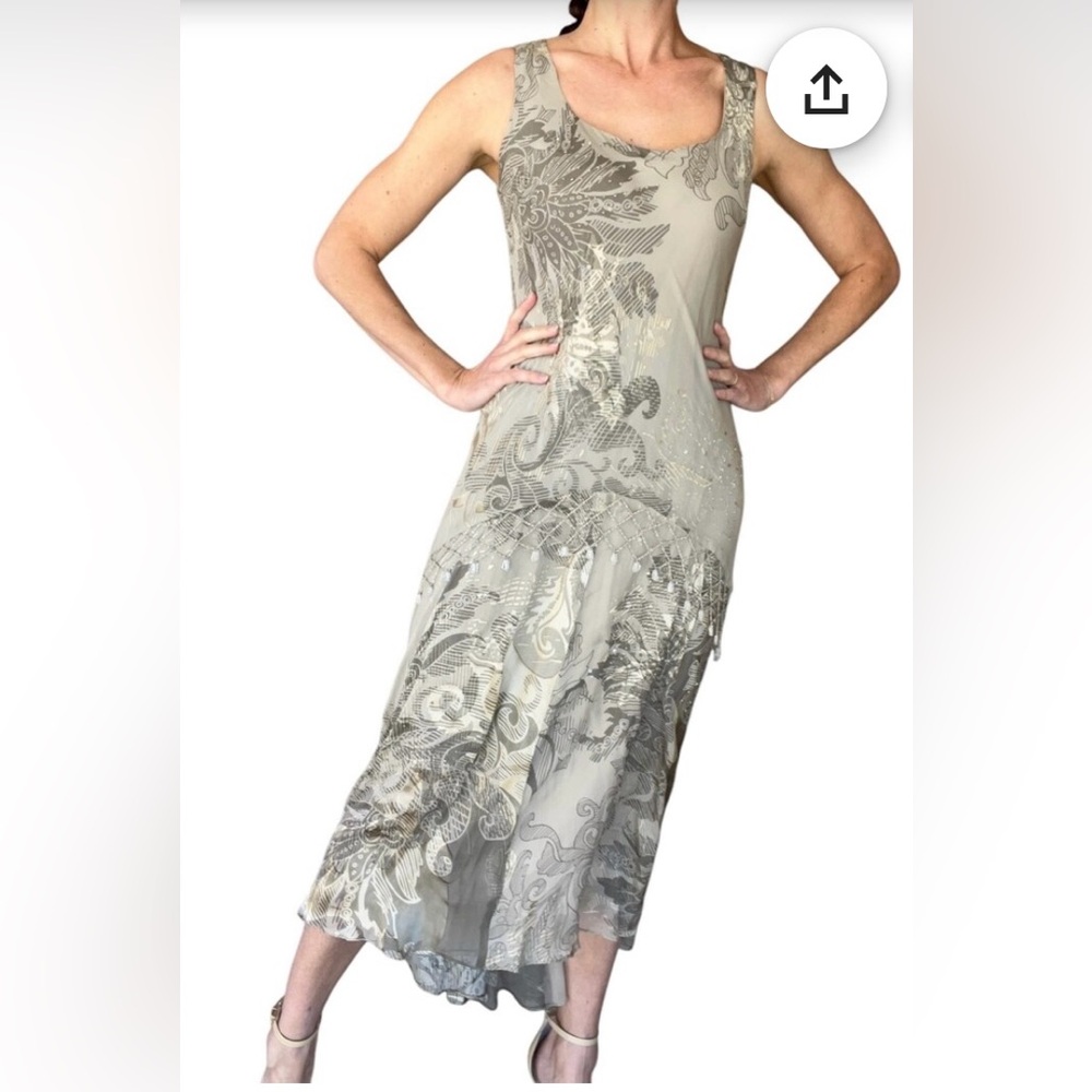 Alex Evenings silk vintage Gray Dress size 12.